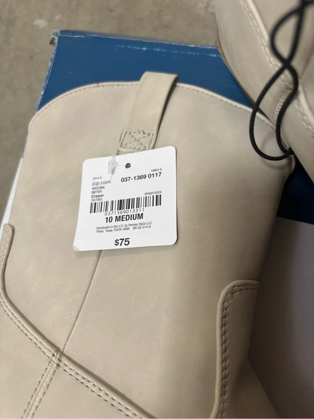 Arizona Jean Company Cream Pointed Toe Mid-Calf Boots